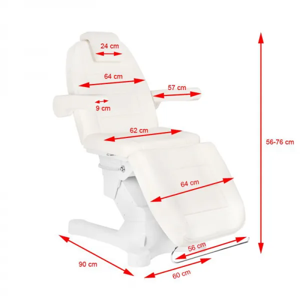 FOTEL KOSMETYCZNY ELEKTR. A-207 WHITE/IVORY (4 SILNIKI)