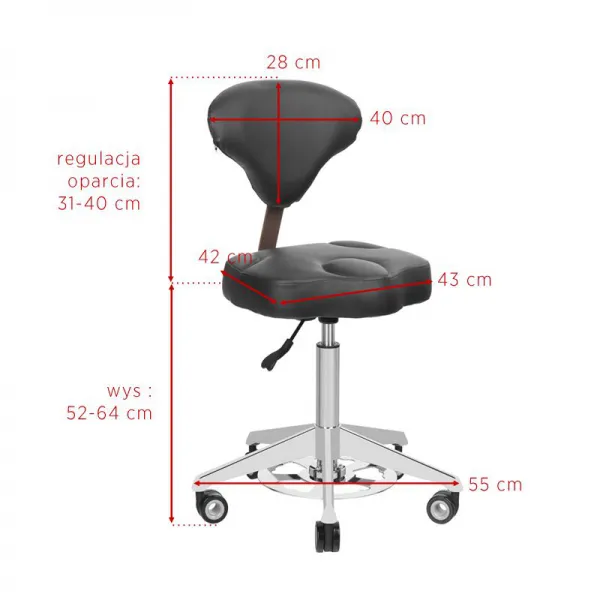 Taboret kosmetyczny Azzurro 156-F bump-up czarny