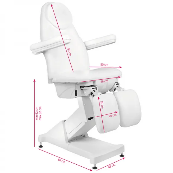 FOTEL KOSMETYCZNY ELEKTR. BASIC 156 PEDI 3 SILN. BIAŁY