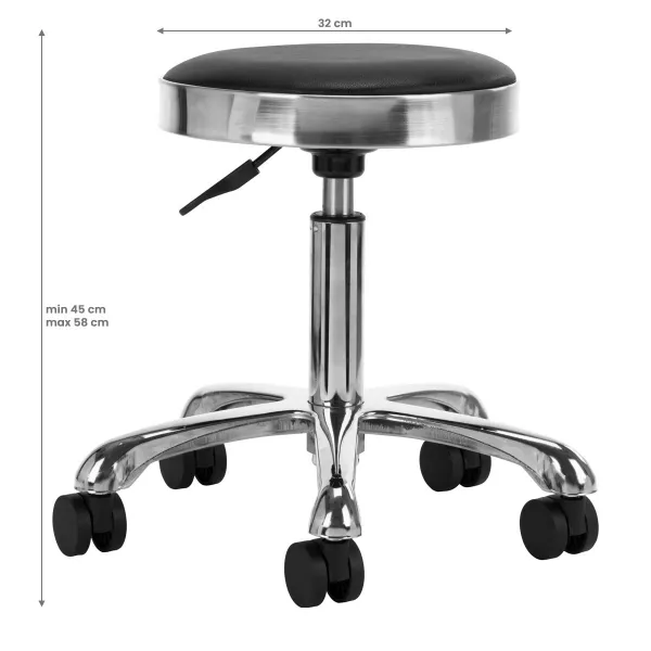 Taboret kosmetyczny M-1639 srebrno czarny