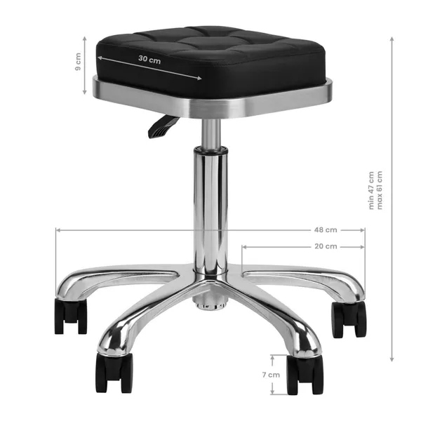 Taboret kosmetyczny M-1645 srebrno czarny