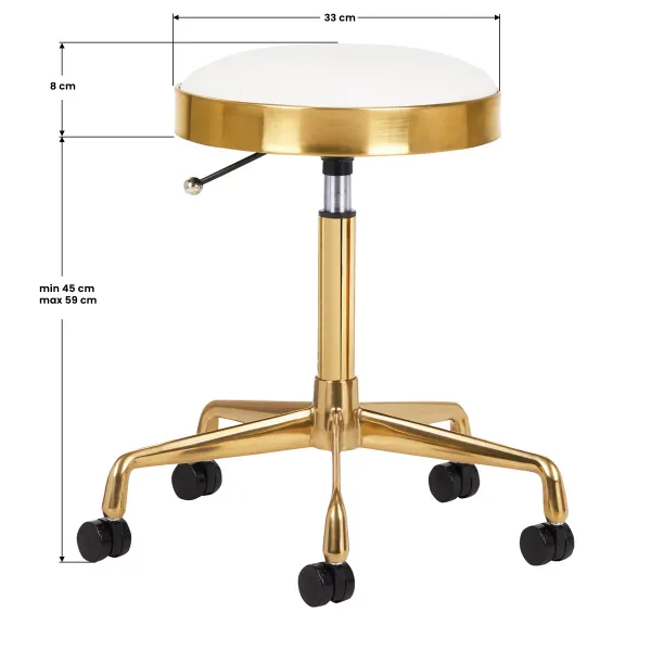 Taboret kosmetyczny H7 złoty biały