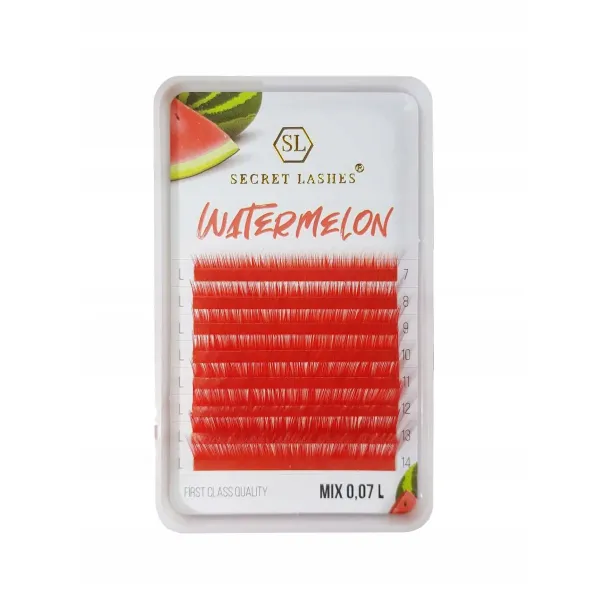 Rzęsy SL COLOR czerwone watermelon mix 0.07 C secret Lashes