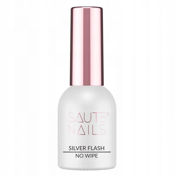 Saute Nails Top Hybrydowy No Wipe z efektem 8ml Silver Flash