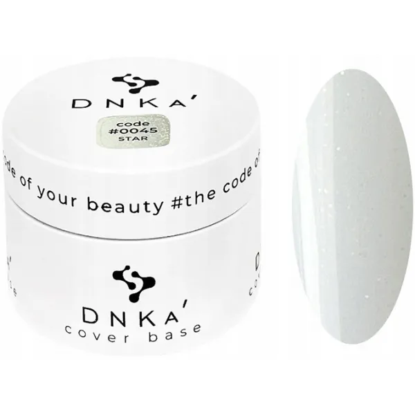 DNKa Cover Base 30 ml, 0045 STAR BŁYSZCZĄCE DROBINKI