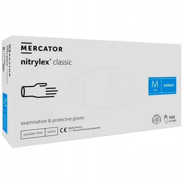 Mercator Rękawiczki Nitrylowe White M 100 szt/ 50 par