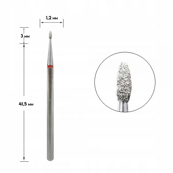 Staleks Frez Diamentowy Kropla Czerwona 12/3