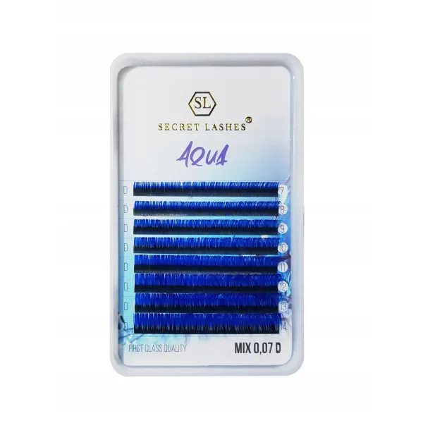 Secret Lashes Rzęsy Do Przedłużania Kolorowe Aqua D 0.07 mix