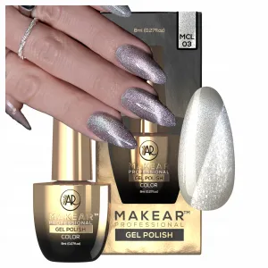 Makear Lakier Hybrydowy Cat Eye MCL03 Silver Purr 8 ml